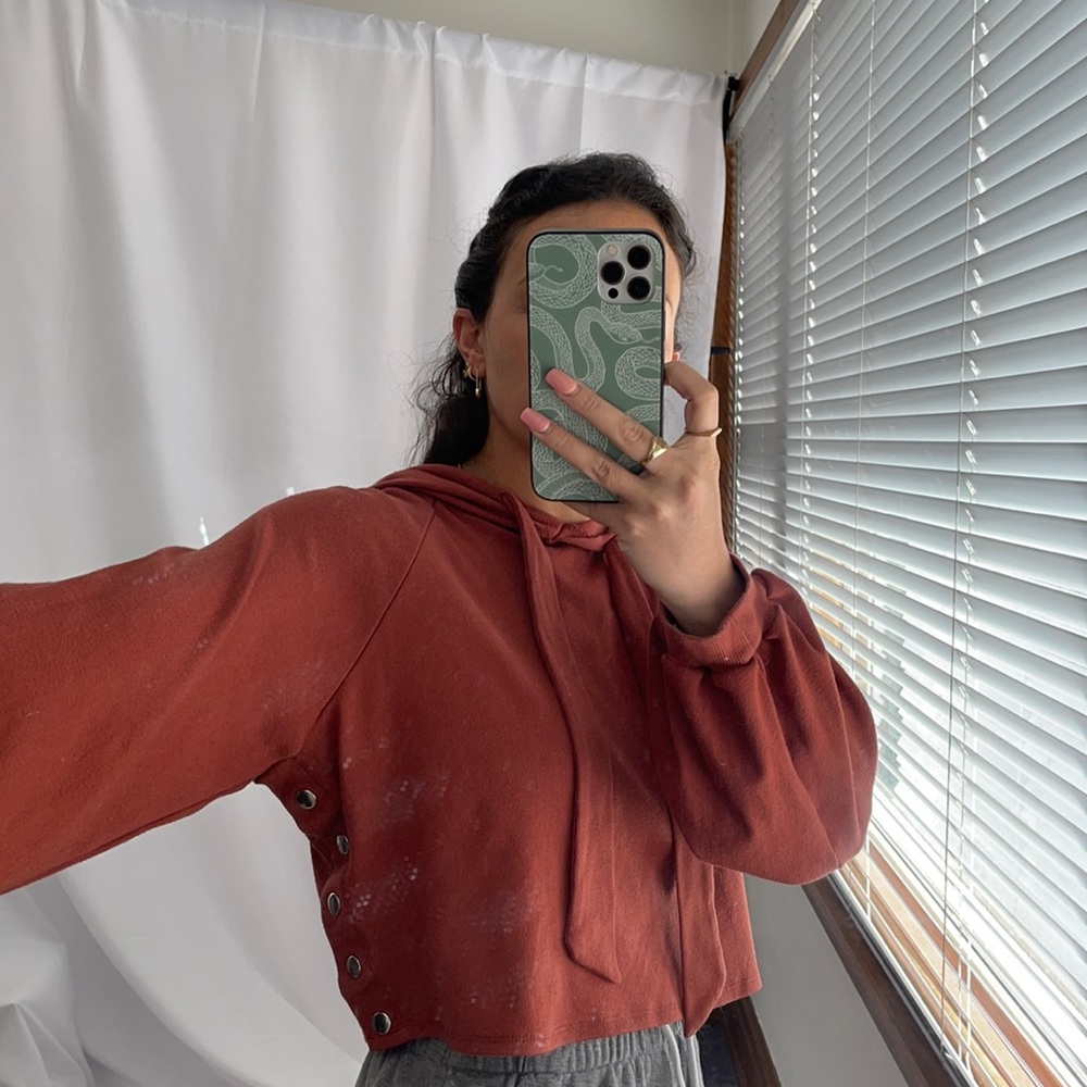 Rust cropped hoodie